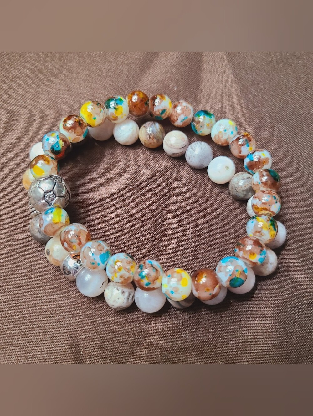 Multicolor Beaded Stretch Bracelet for Women - Colorful Spot Beads